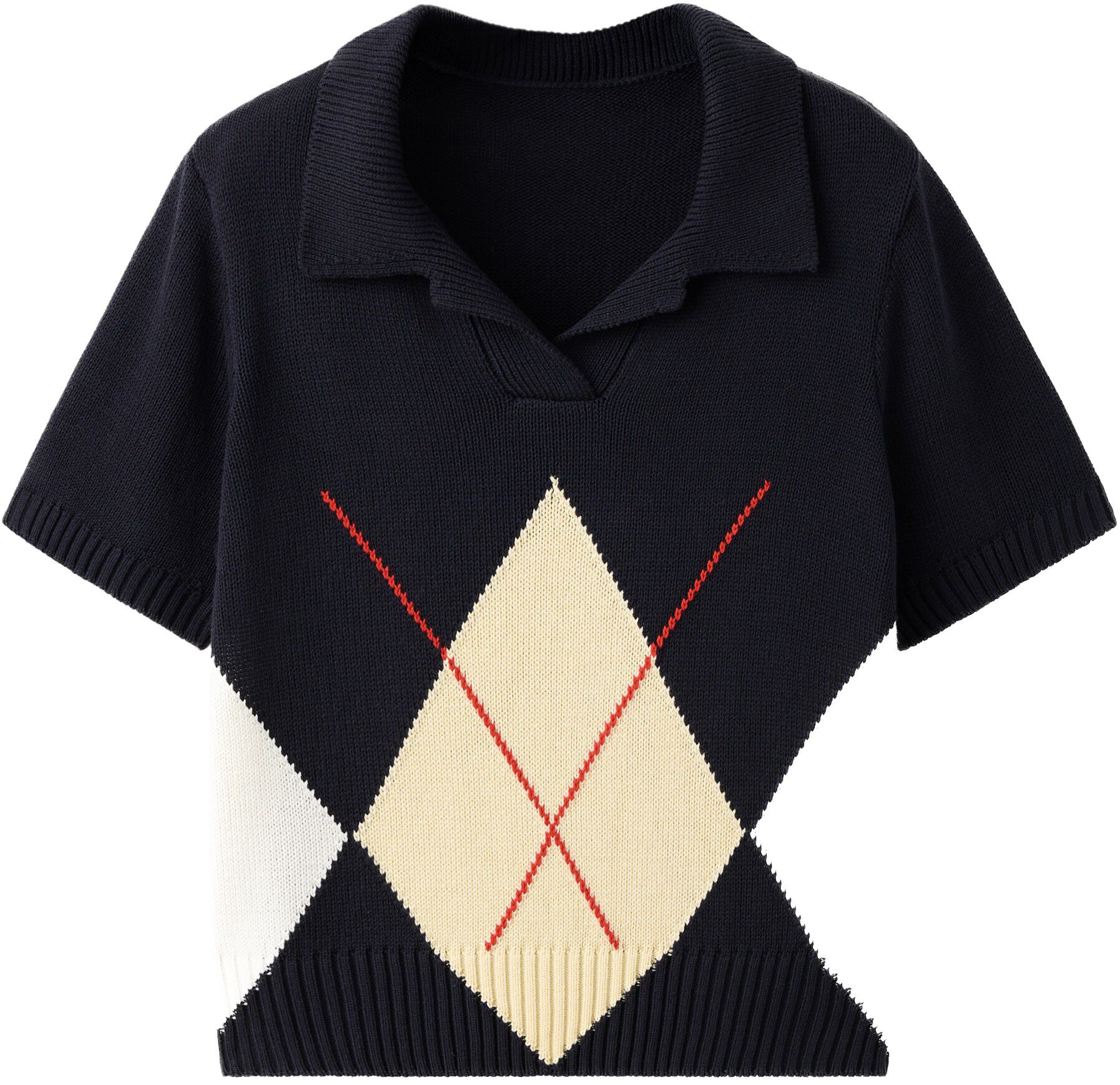 Polo neck argyle jumper