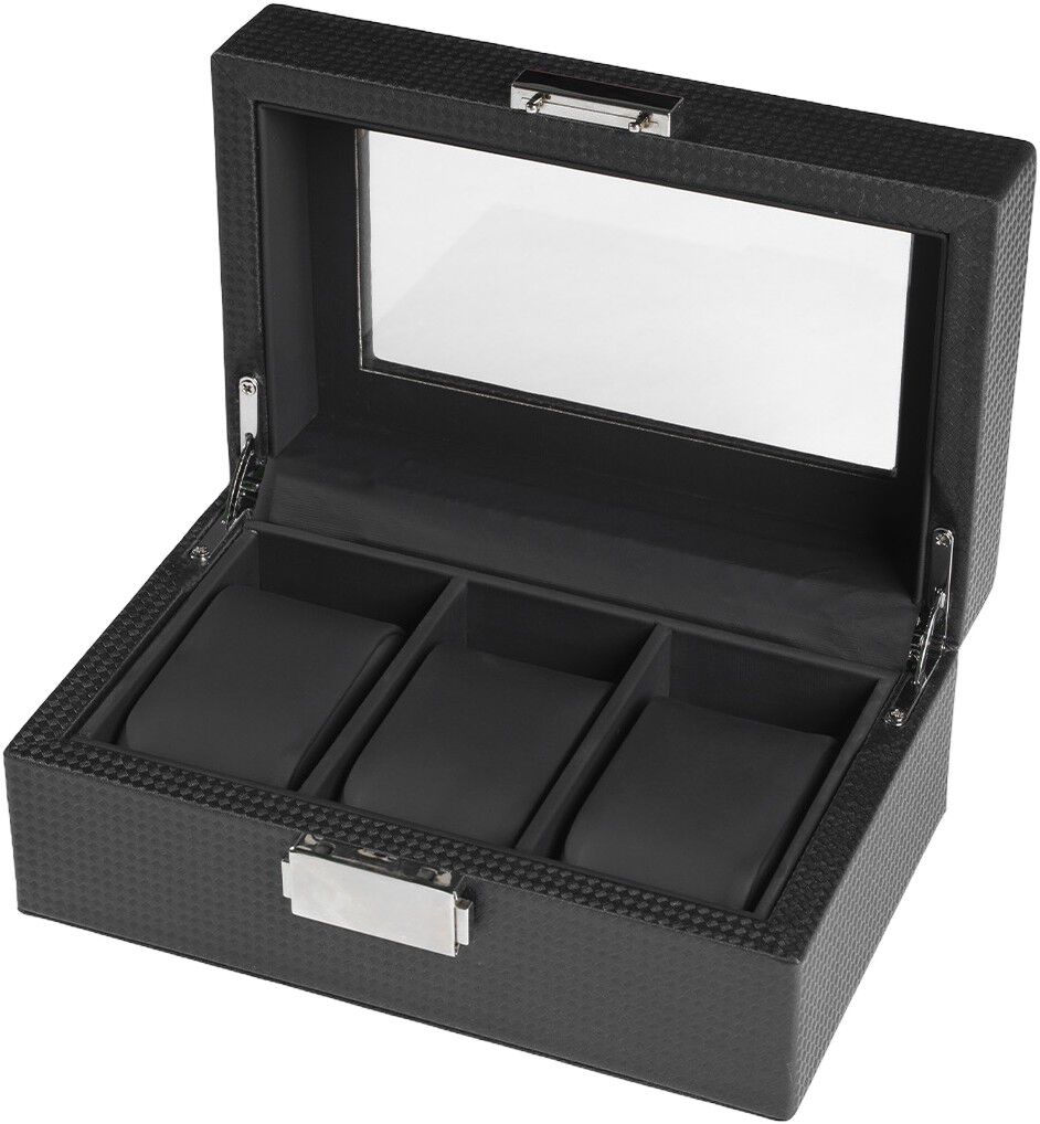Ditur Watch Box 3 Watches Black Imitated carbon 0000229