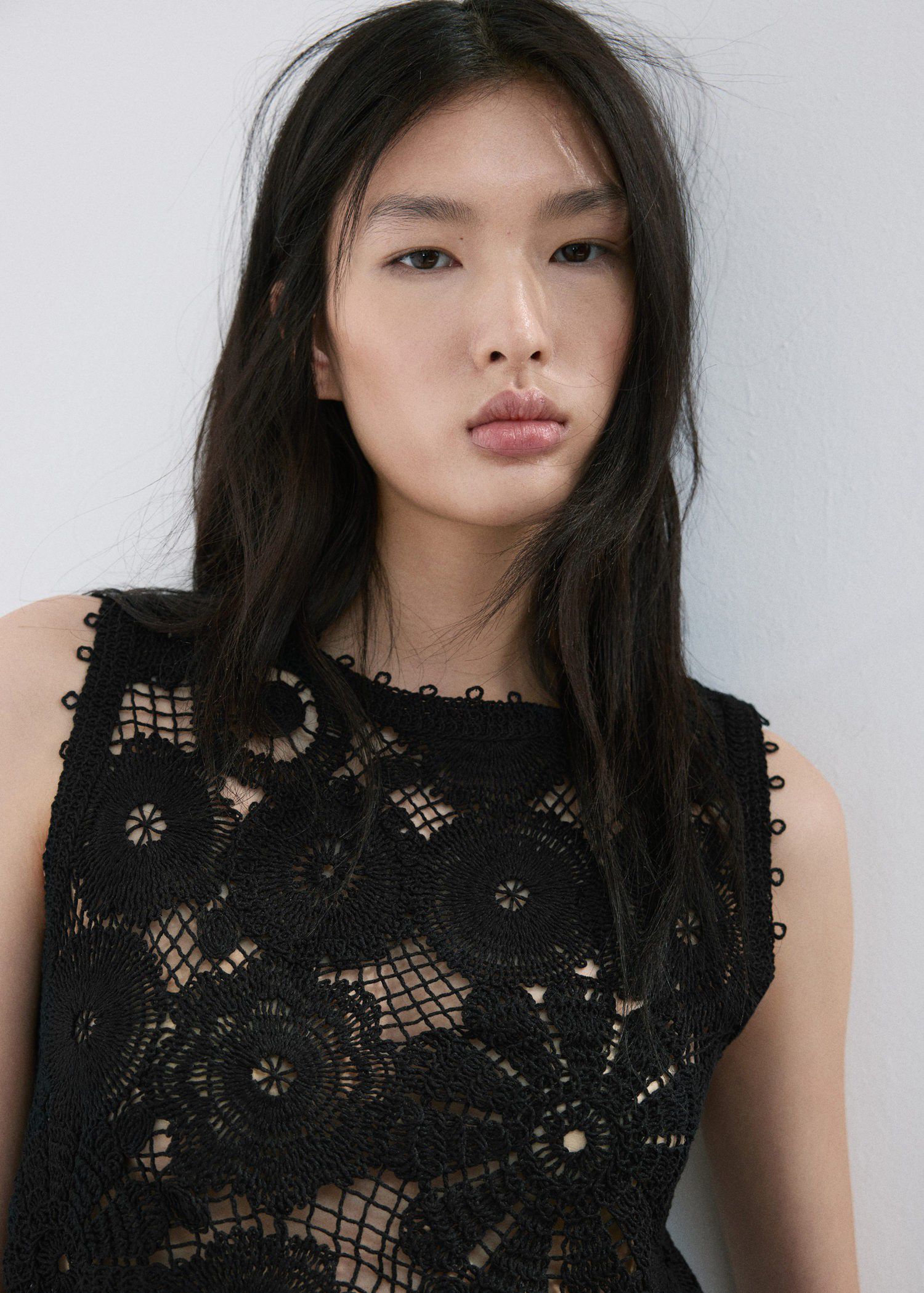 Embroidered top with openwork detai