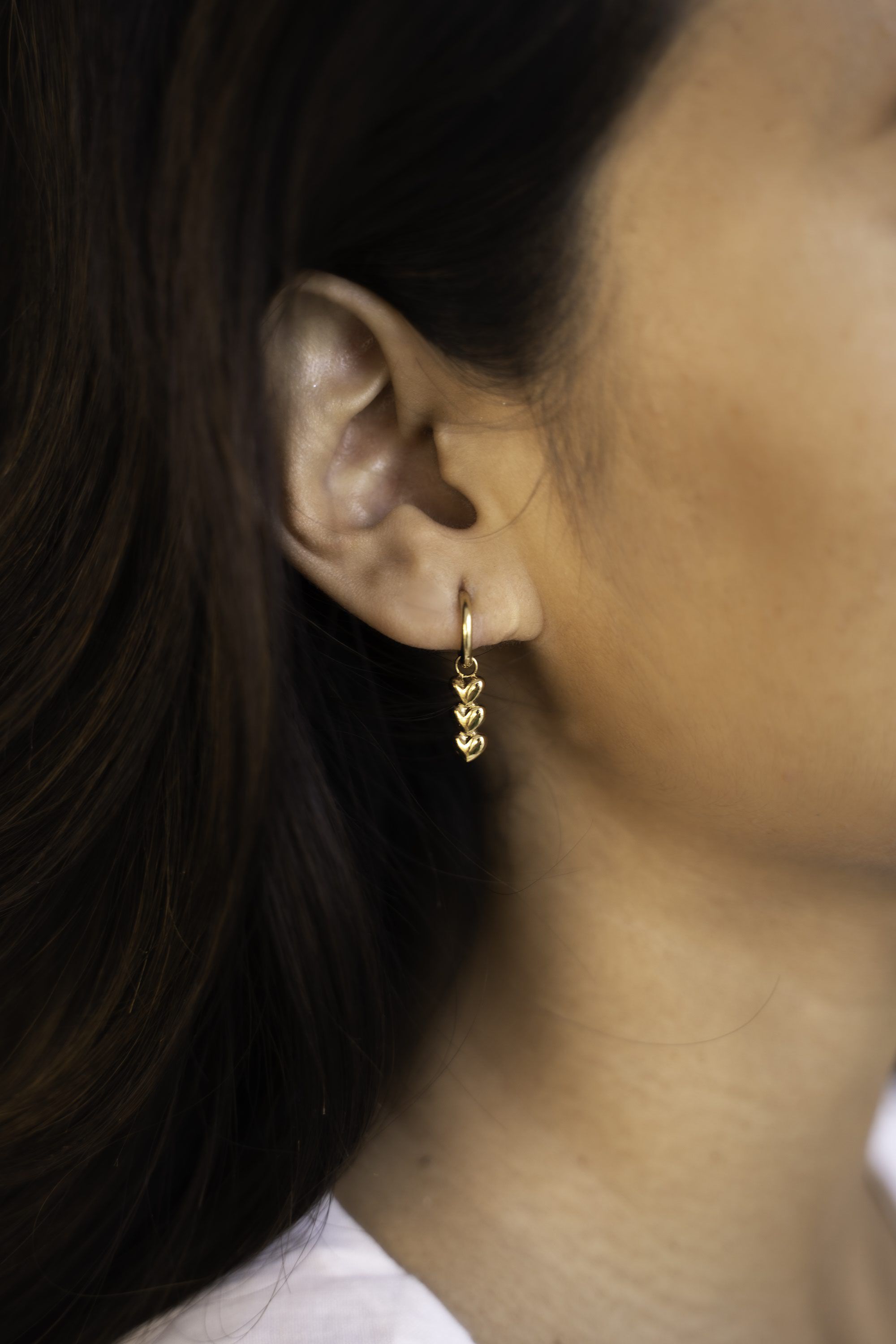 Earrings with three hearts