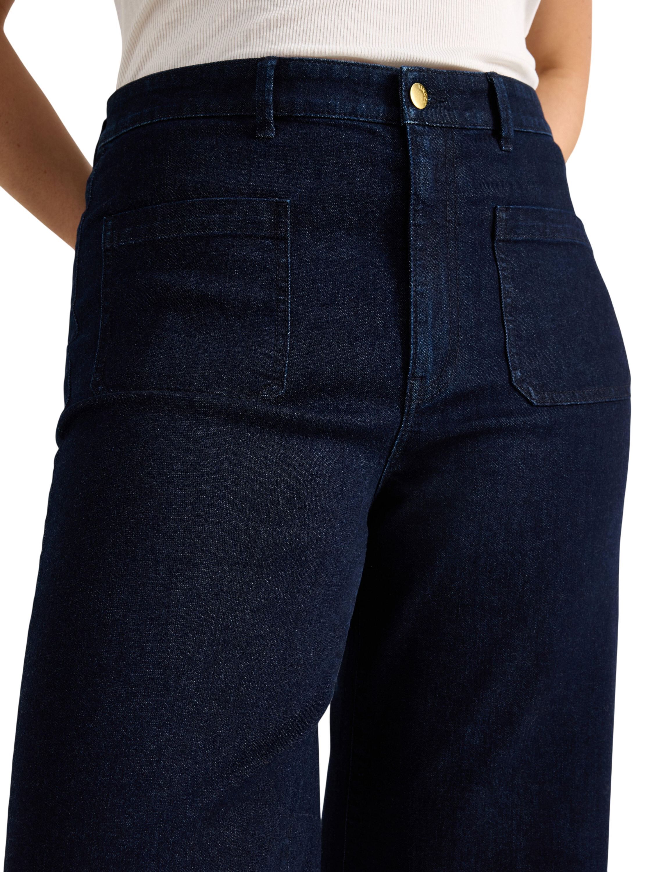 Jeans med h&oslash;y midje i bomullsdenim