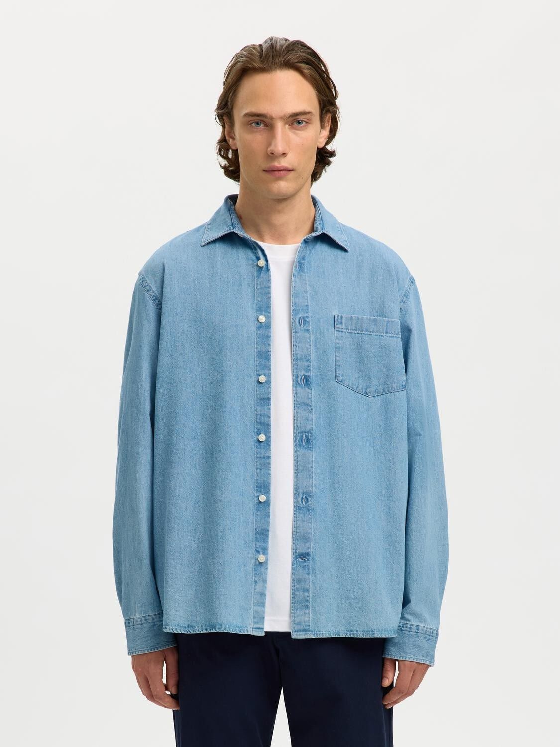 SLHREGCARLO DENIM LS SHIRT NOOS