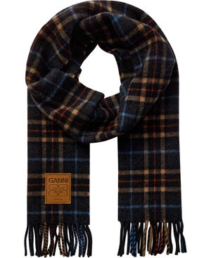 Double Face Wool Check Scarf