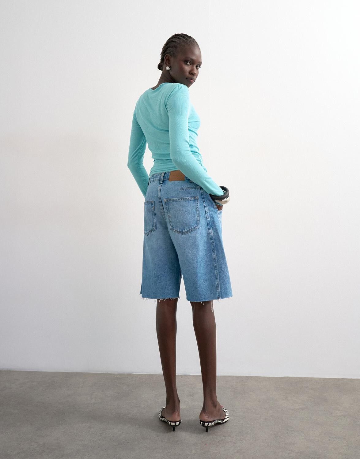 TSJOA DENIM BARREL JORT MB
