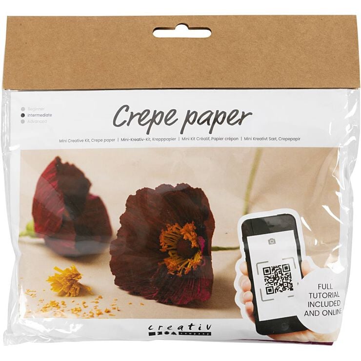 Mini DIY Kit Crepepapir, Valmuer, Stræk/crepe: 180%, 105 g.
