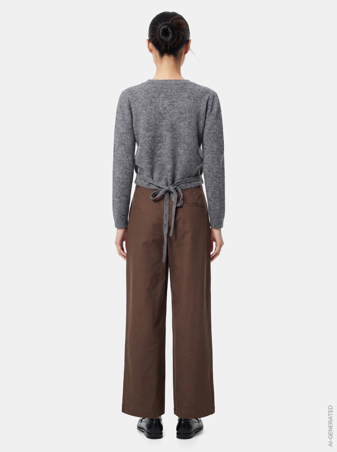 PCTEA HW LACE DETAIL WIDE PANT WVN