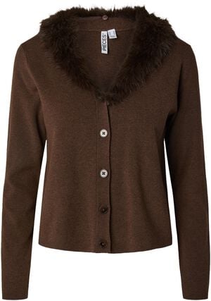 PCSINNA LS V-NECK FLUF KNIT CARDIGA