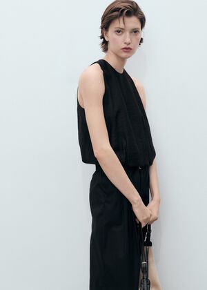 Lyocell blend top with puffed hem