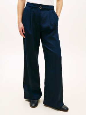 LINEN BLEND WIDE LEG PANT