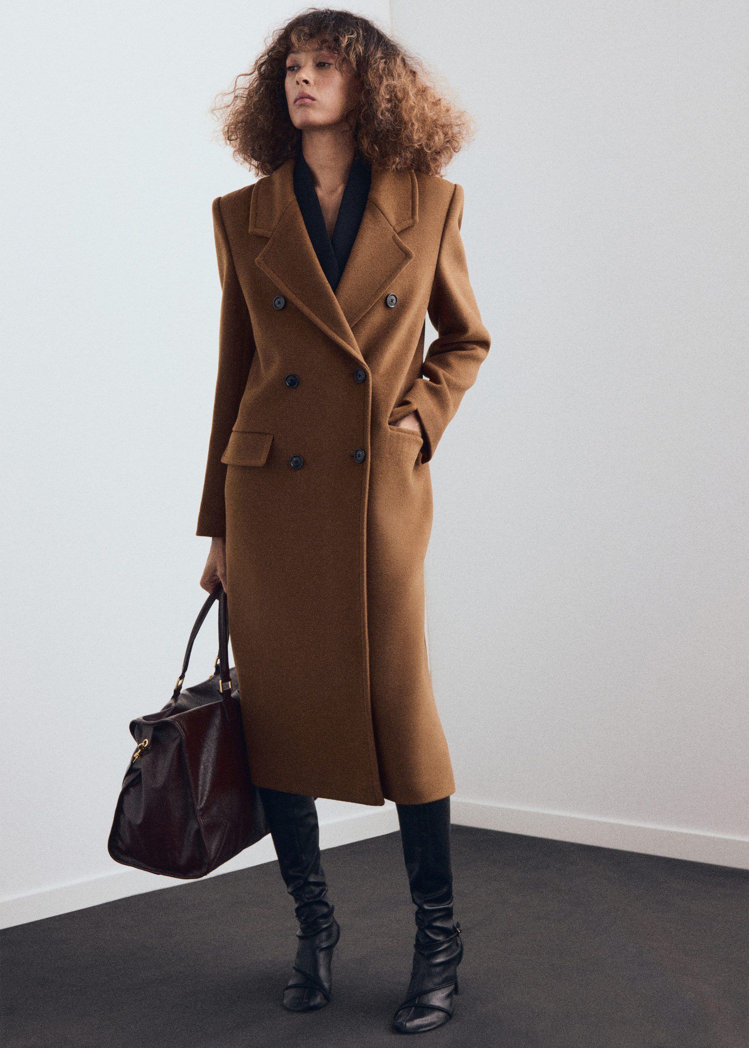 Double-breasted wool coat