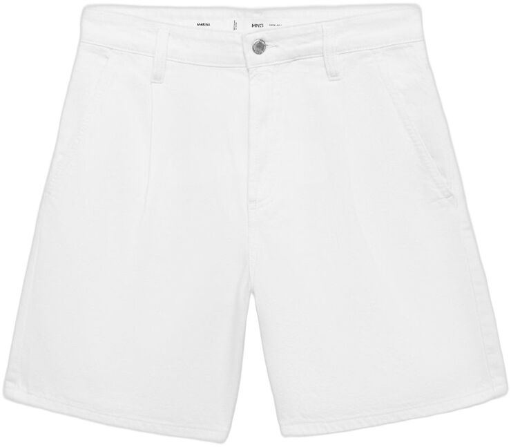 Mid-rise denim bermuda shorts with
