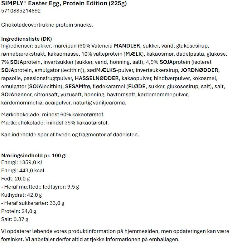 Simply&reg; PROTEIN EDITION p&aring;ske&aelig;g (225g)