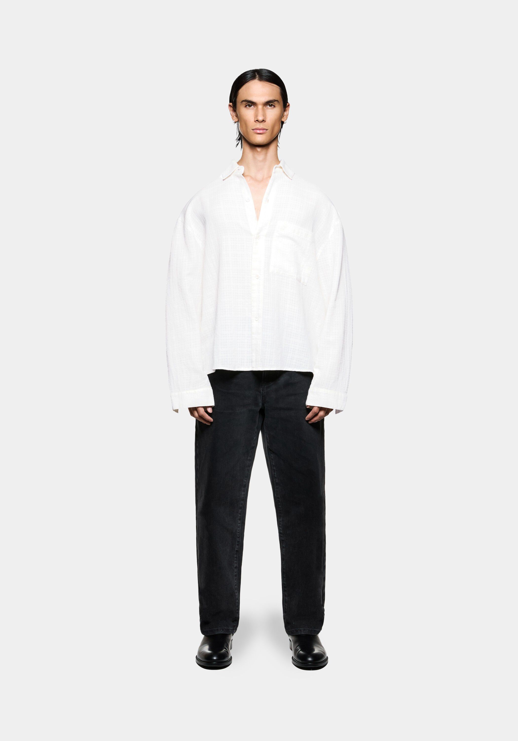 LOOSE WEAVE CHECK BOX DRESS SHIRT