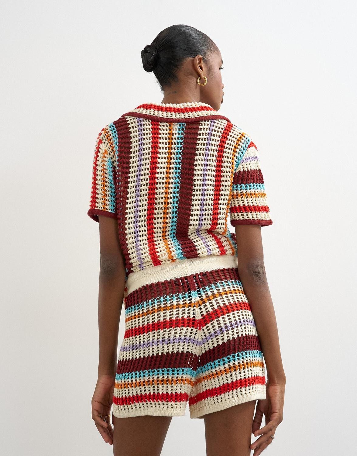 TSKAIA HR CROCHET STRIPPED KNIT SHO