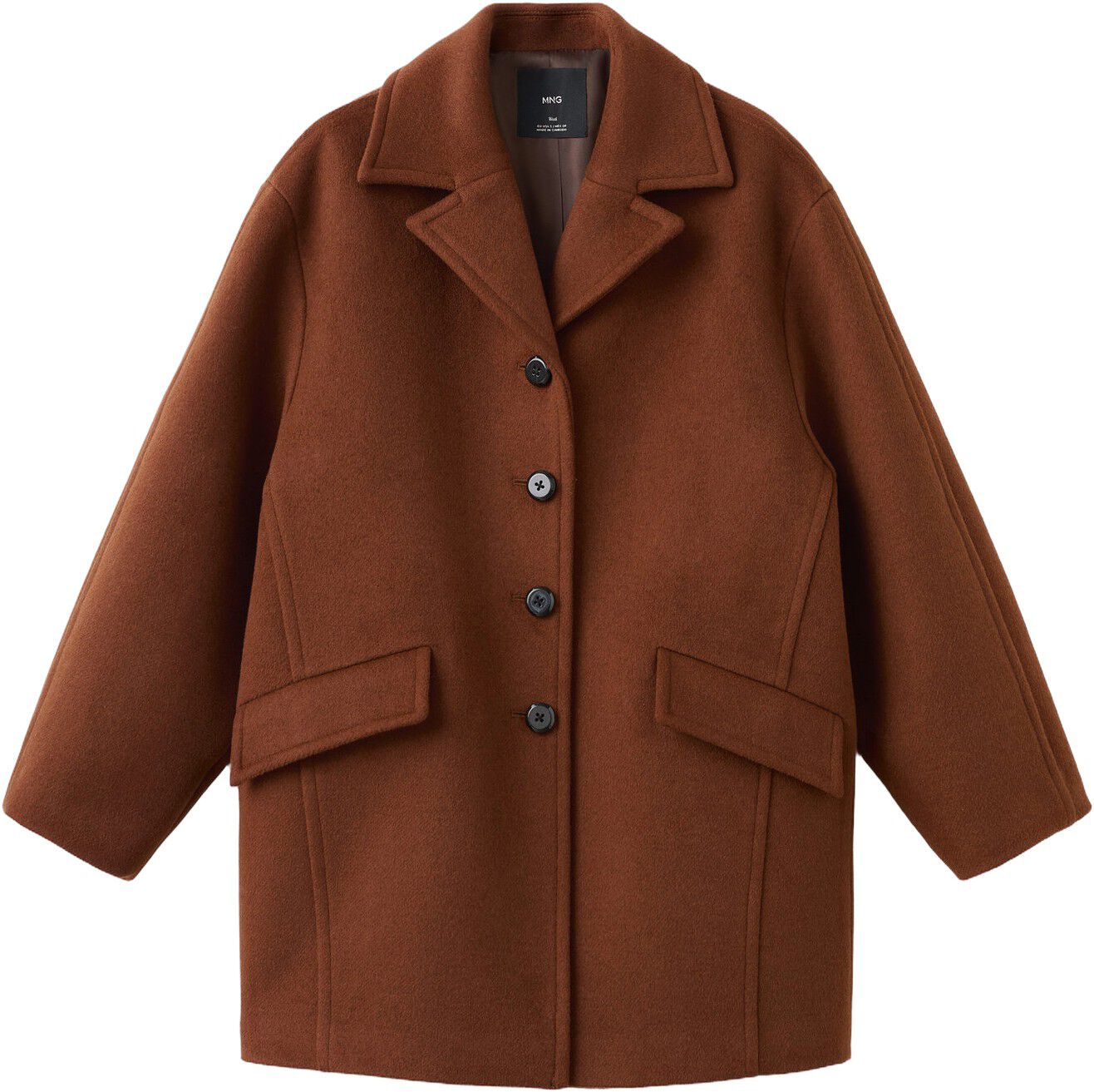 Wool-blend midi-coat with buttons