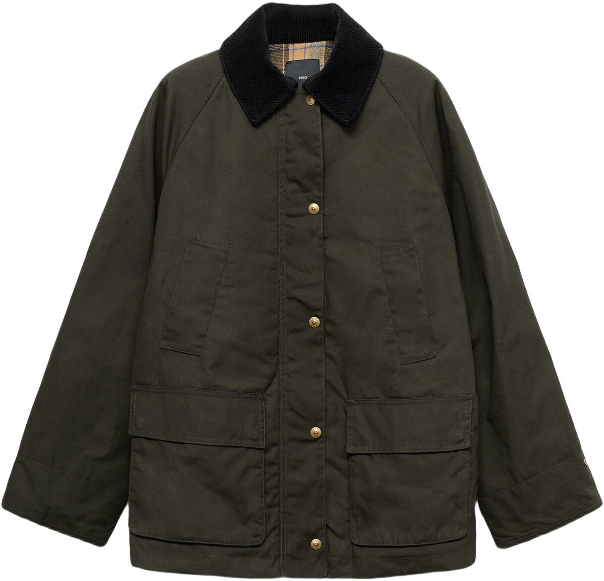 Cotton parka with corduroy collar