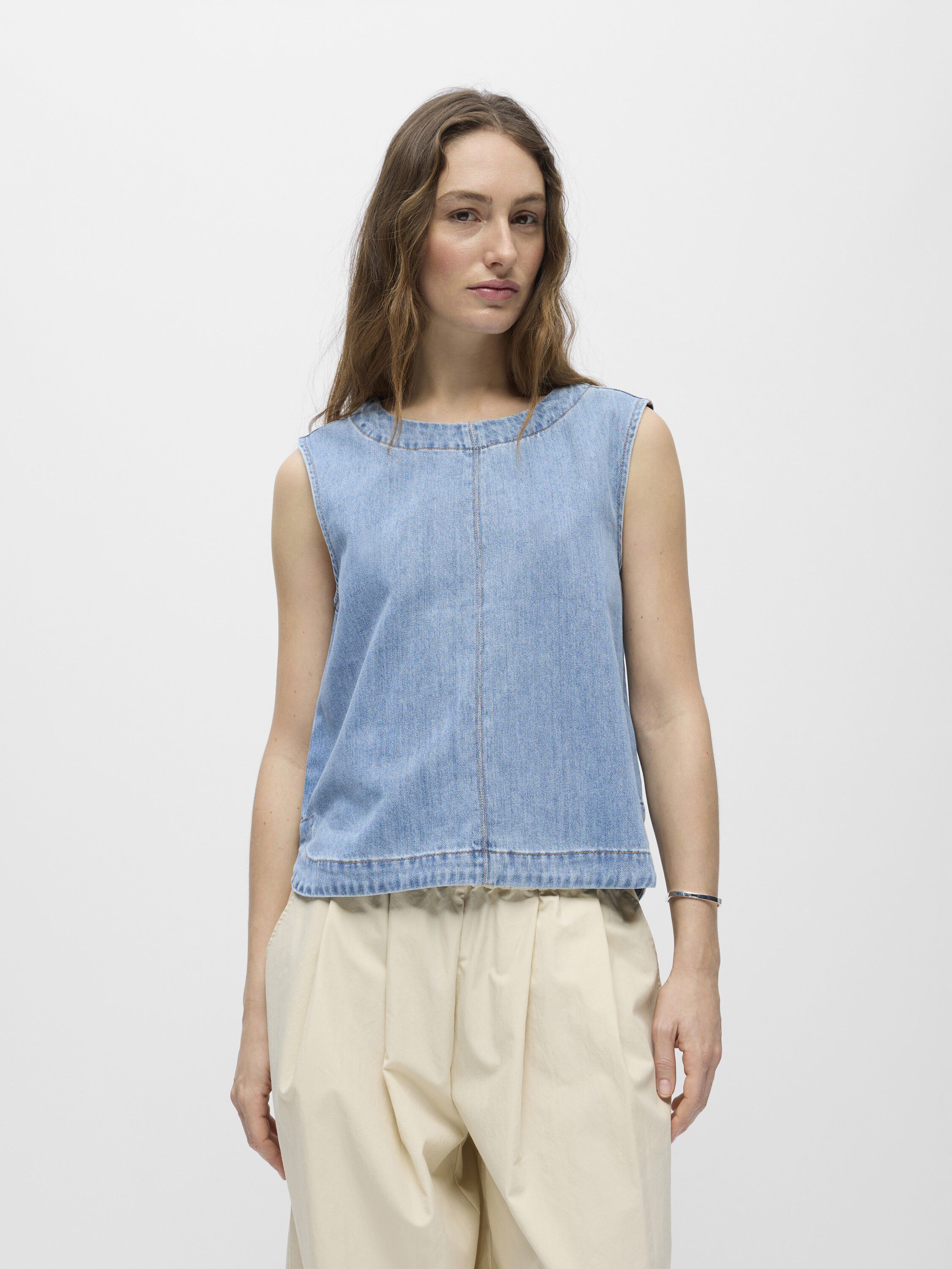 OBJROSIE S/L LO DENIM TOP DIV