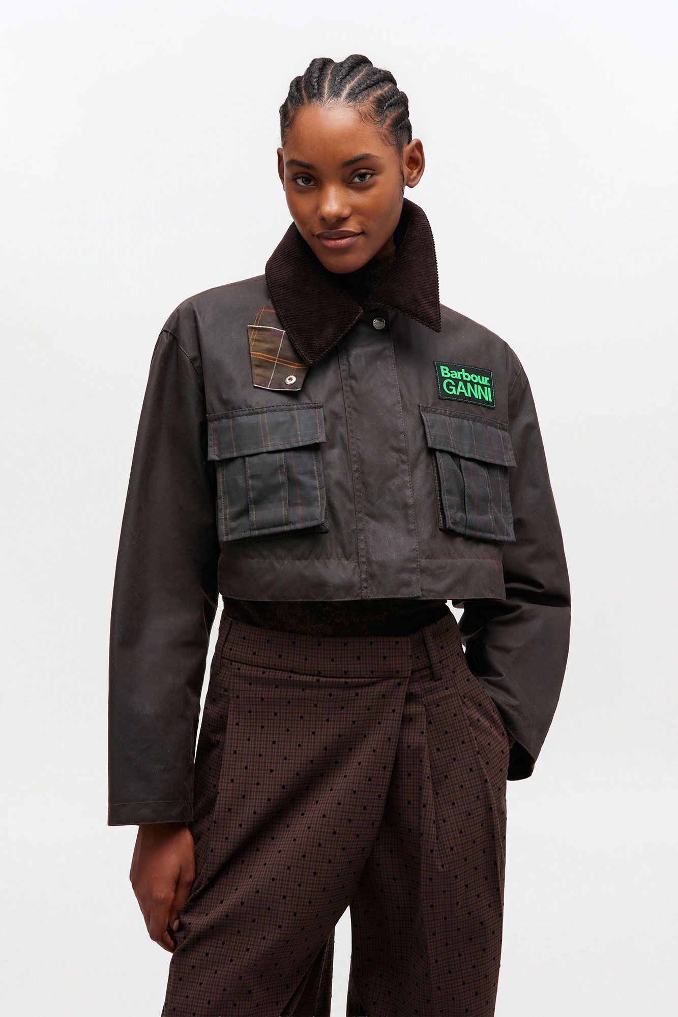 Barbour Short Wax Tartan Peplum LWX