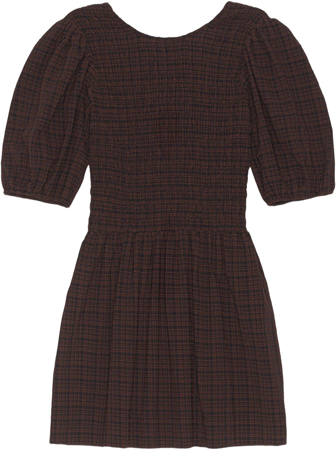 Stretch Seersucker Smock Mini Dress