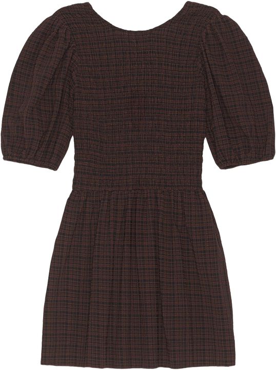 Stretch Seersucker Smock Mini Dress