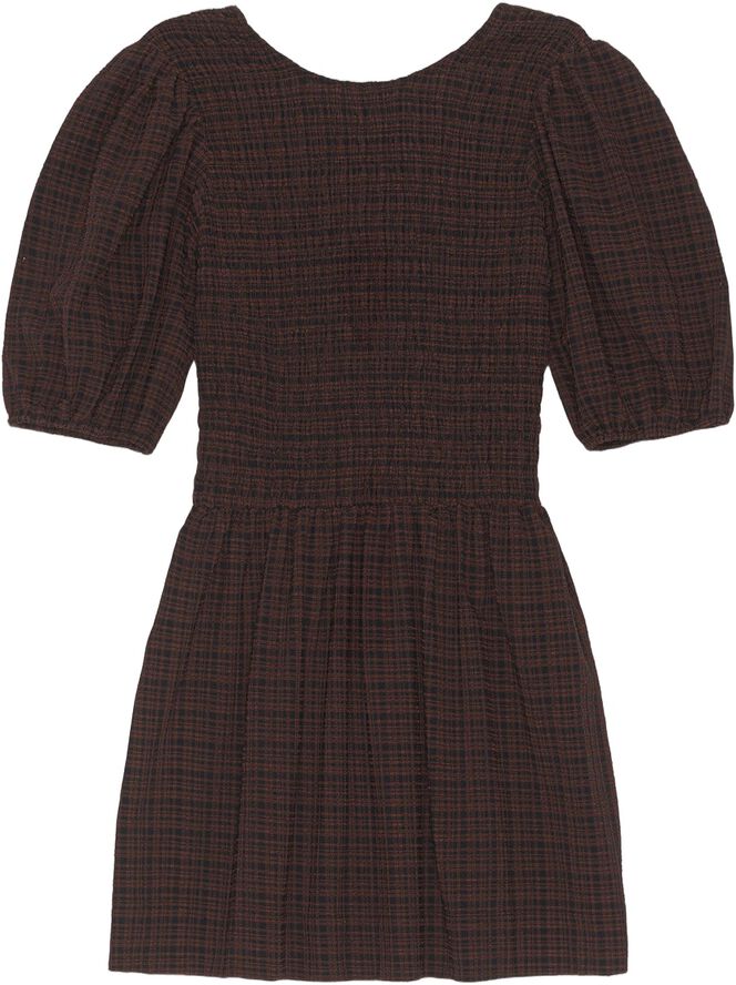 Stretch Seersucker Smock Mini Dress