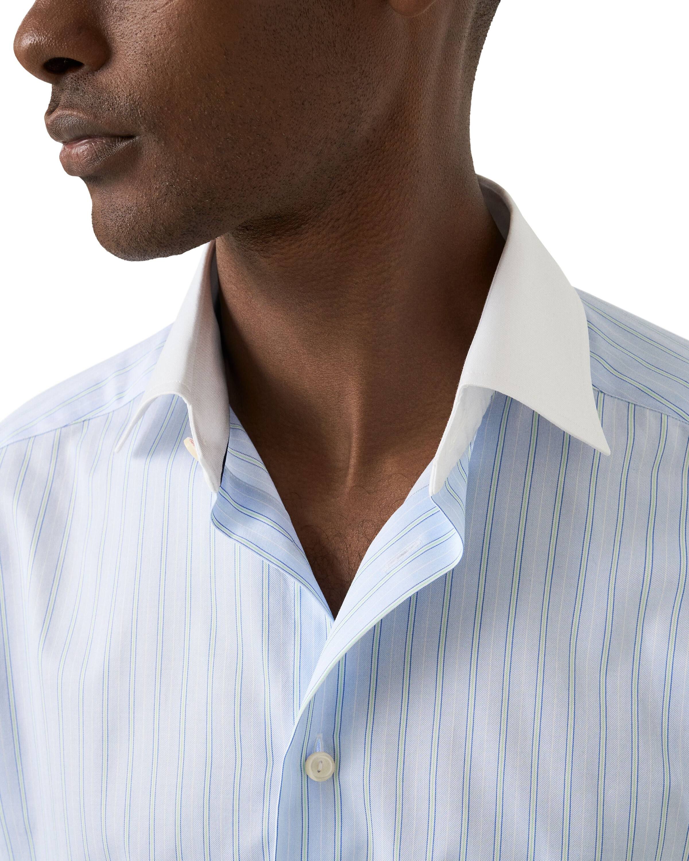Striped White Collar Signature Twil