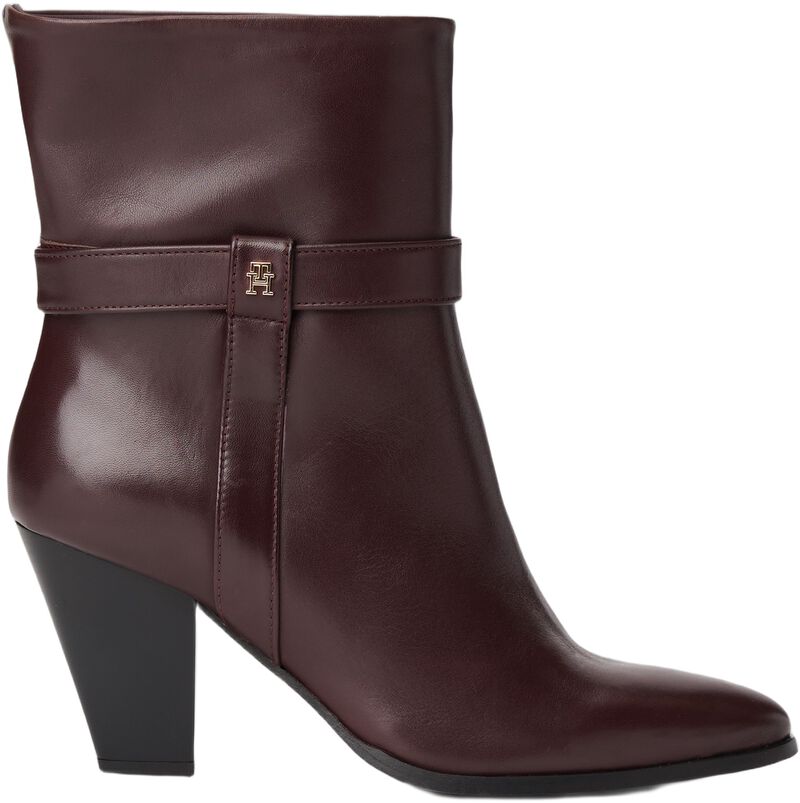 Th T-Strap Leather Pointy Bootie