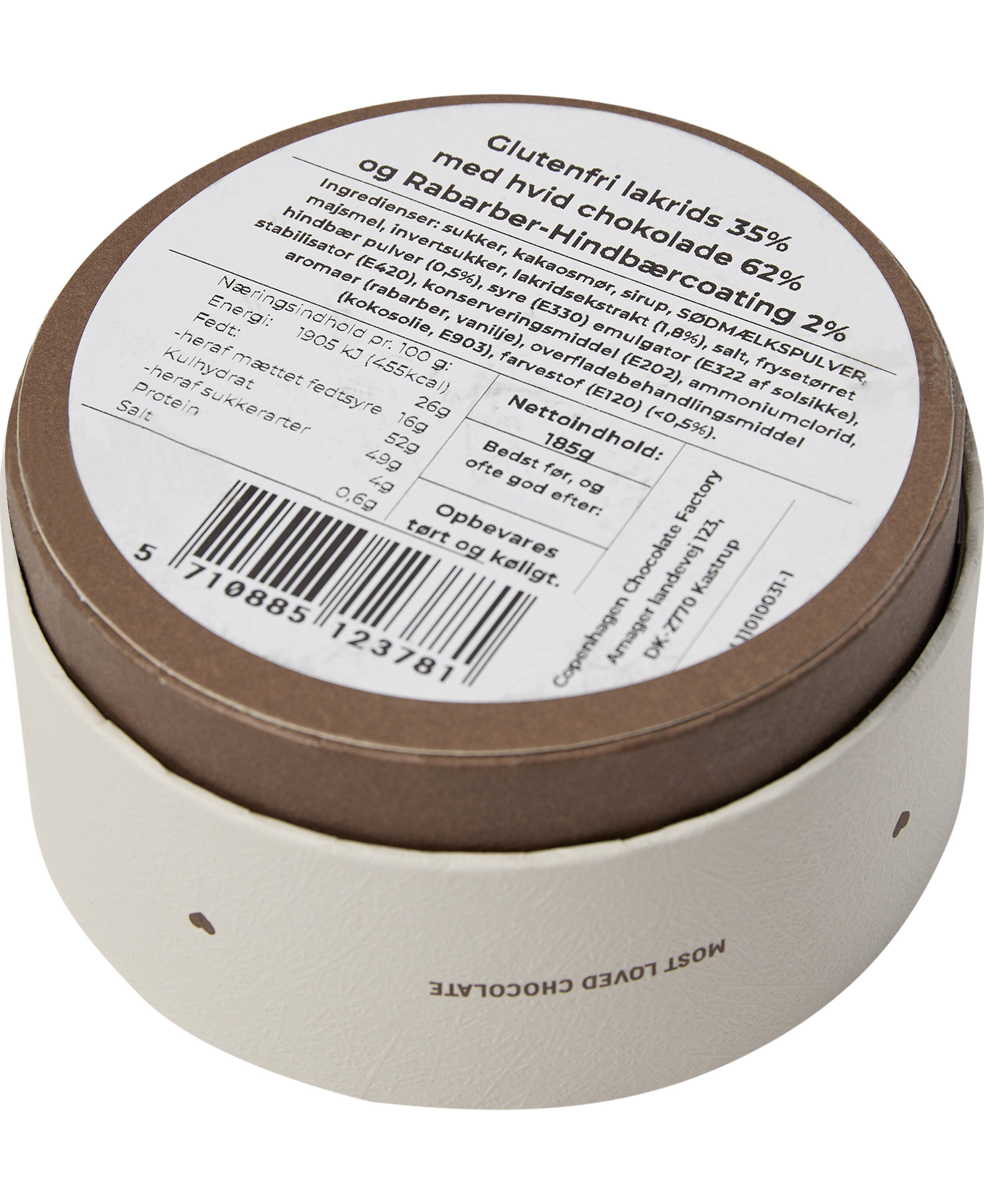 Box, Lakridsdrag&eacute; m/ hvid chokolade, rabarber & hindb&aelig;r ca.