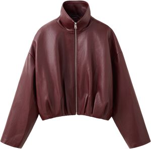 Faux leather funnel neck jacket