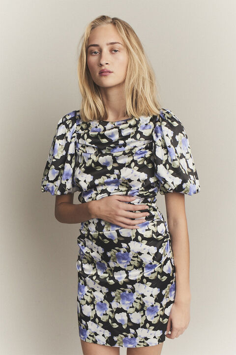 Lisbon Print Puff Dress