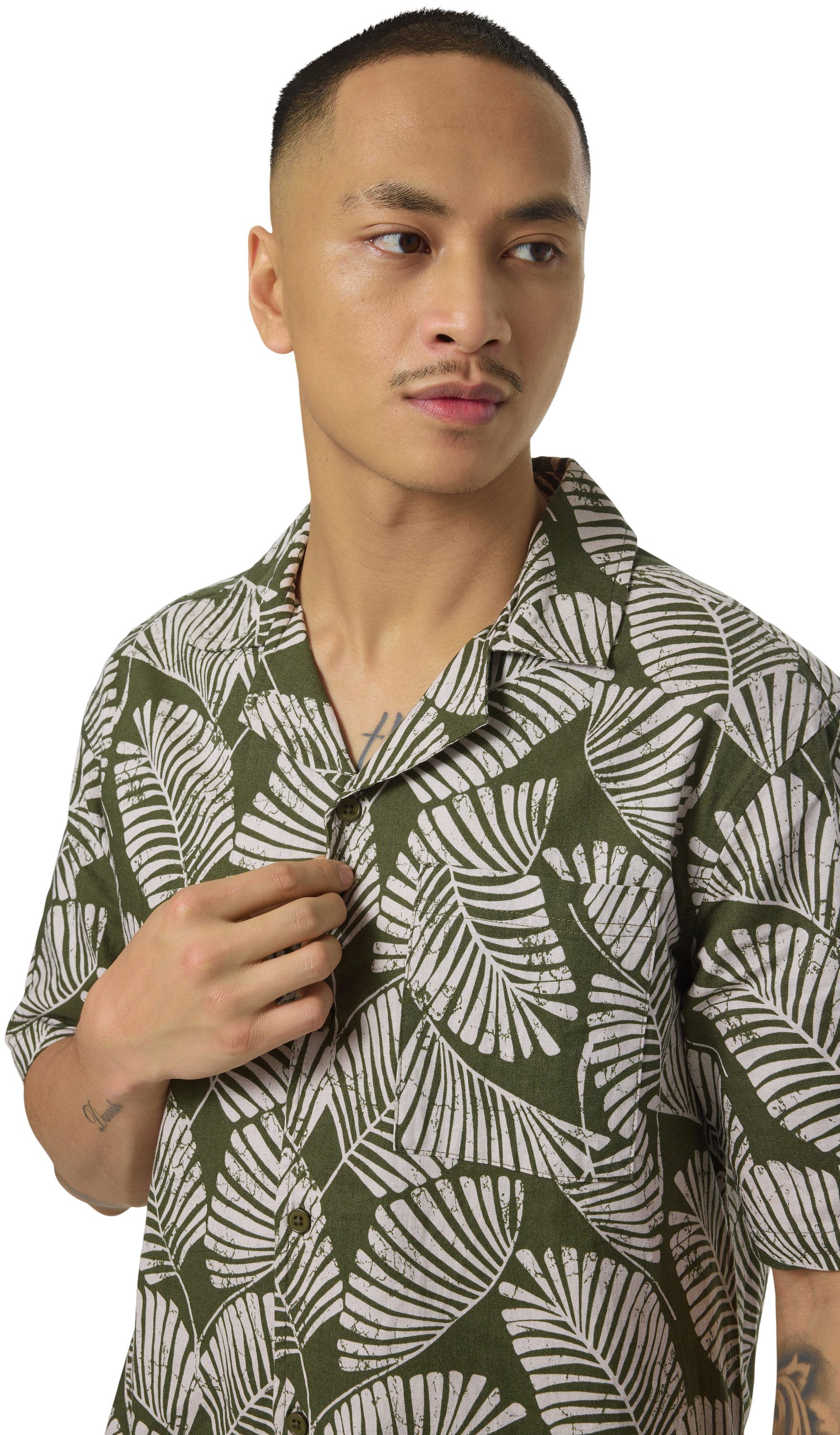 Linen Mix Printed Skjorte