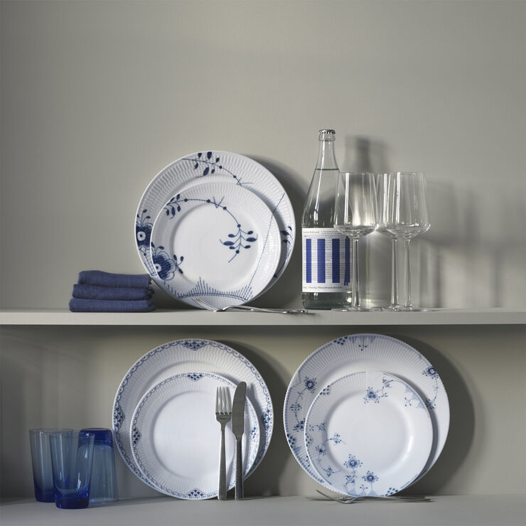 Blå Mega Riflet 2-pak tallerkner 22cm no 2