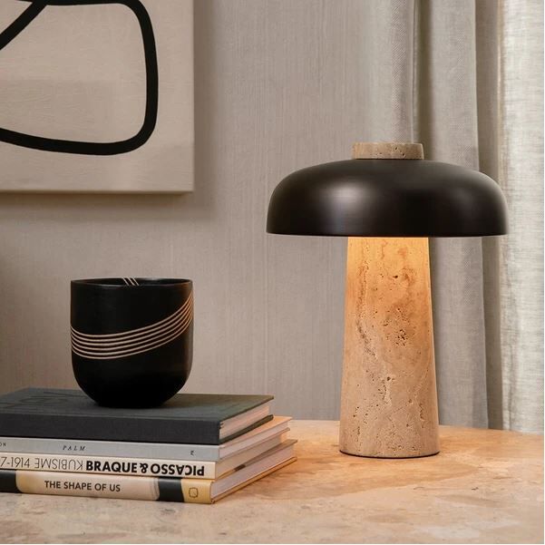 Reverse, Table Lamp, Travertine, Br