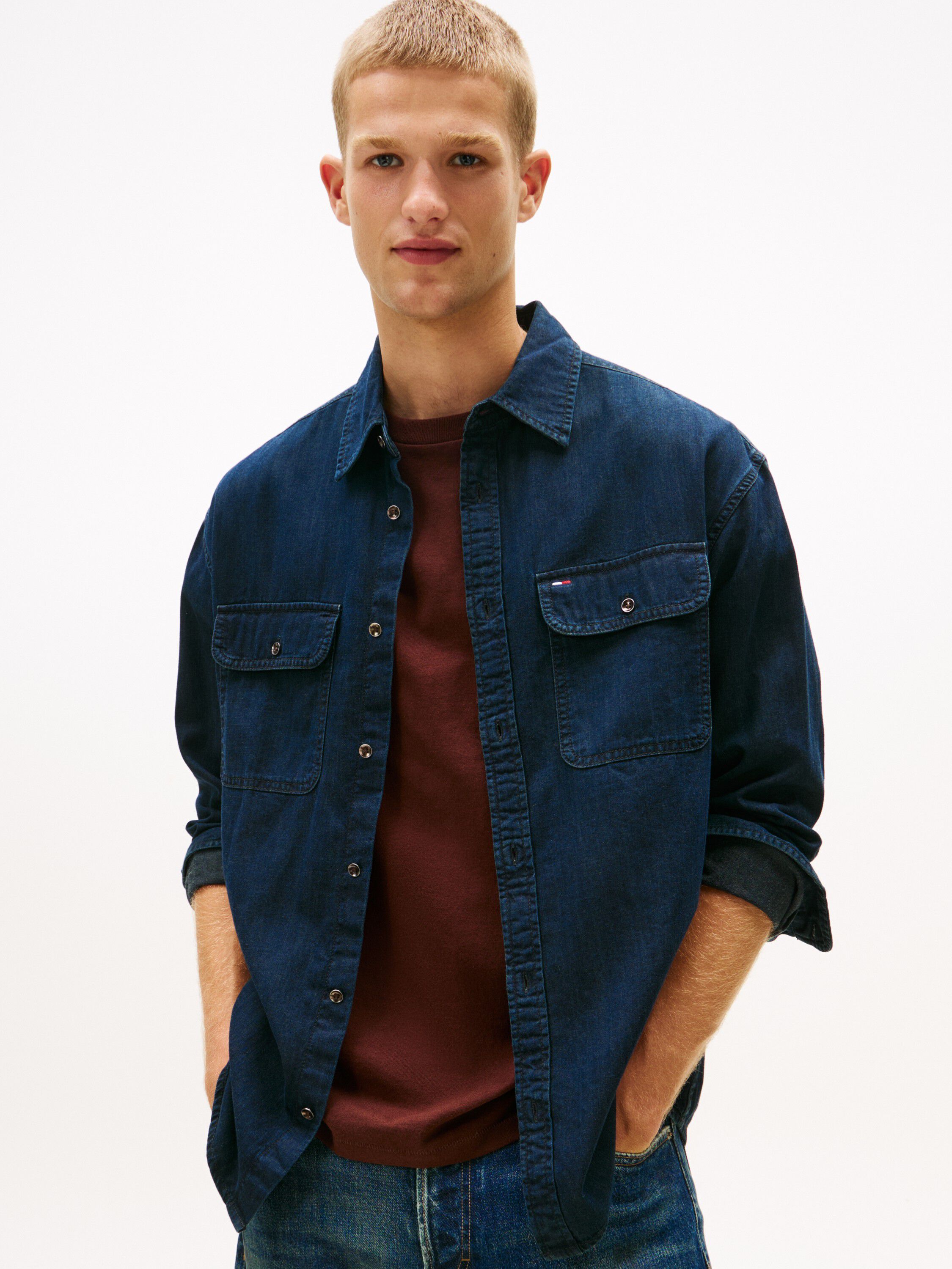 LS RELAXED DENIM SHIRT BL BK