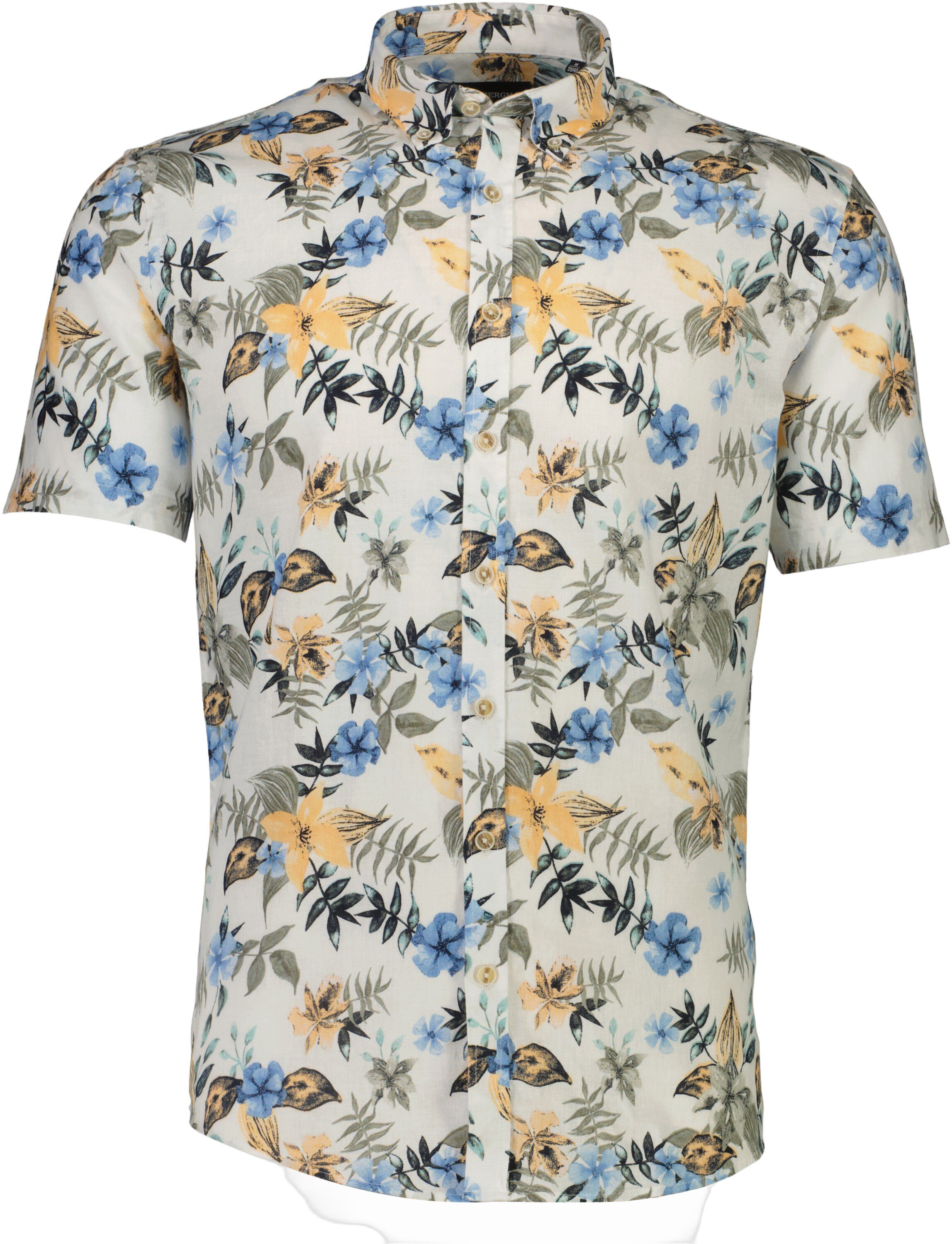 Printed cotton/linen shirt S/S