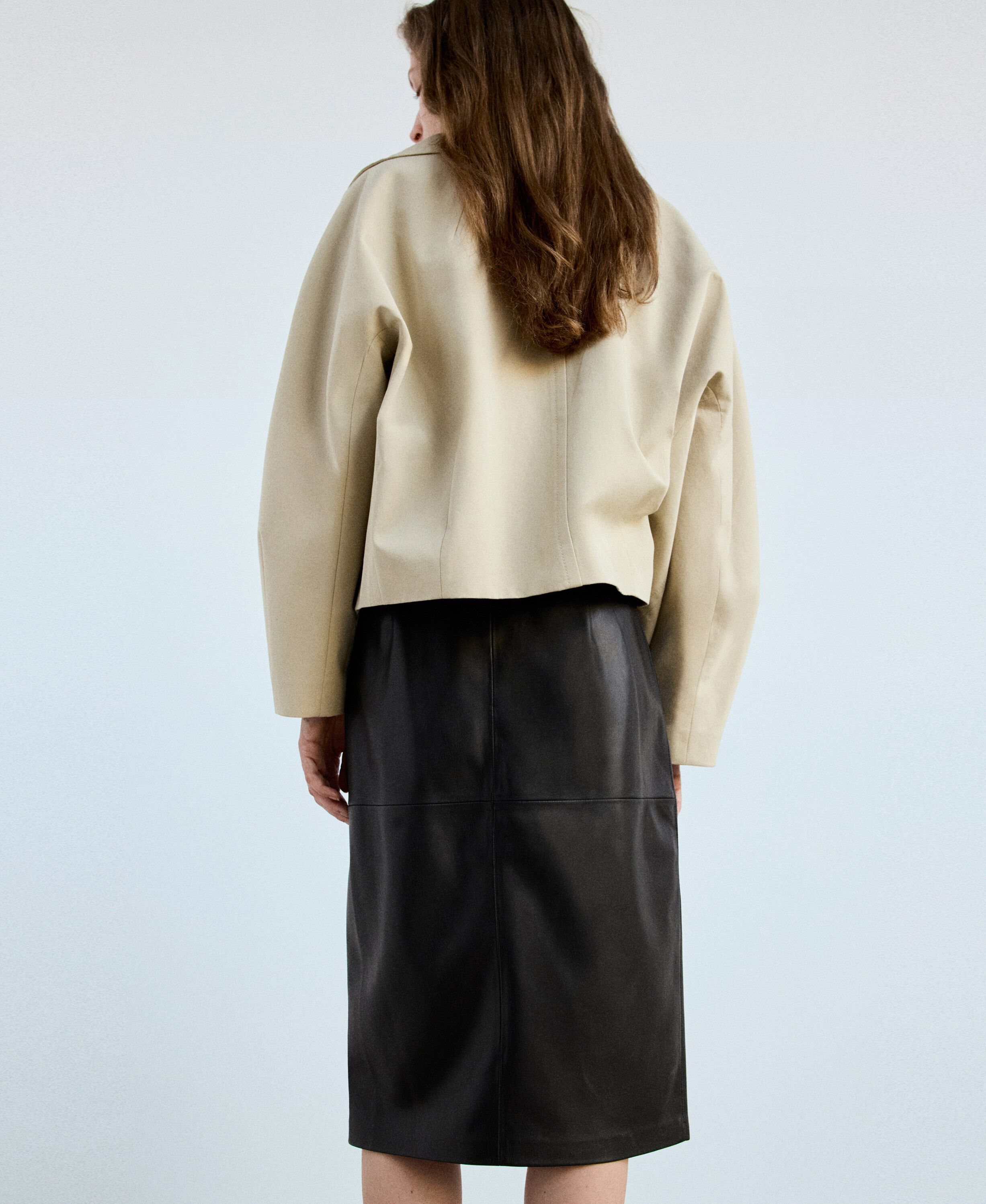 Straight leather-look skirt