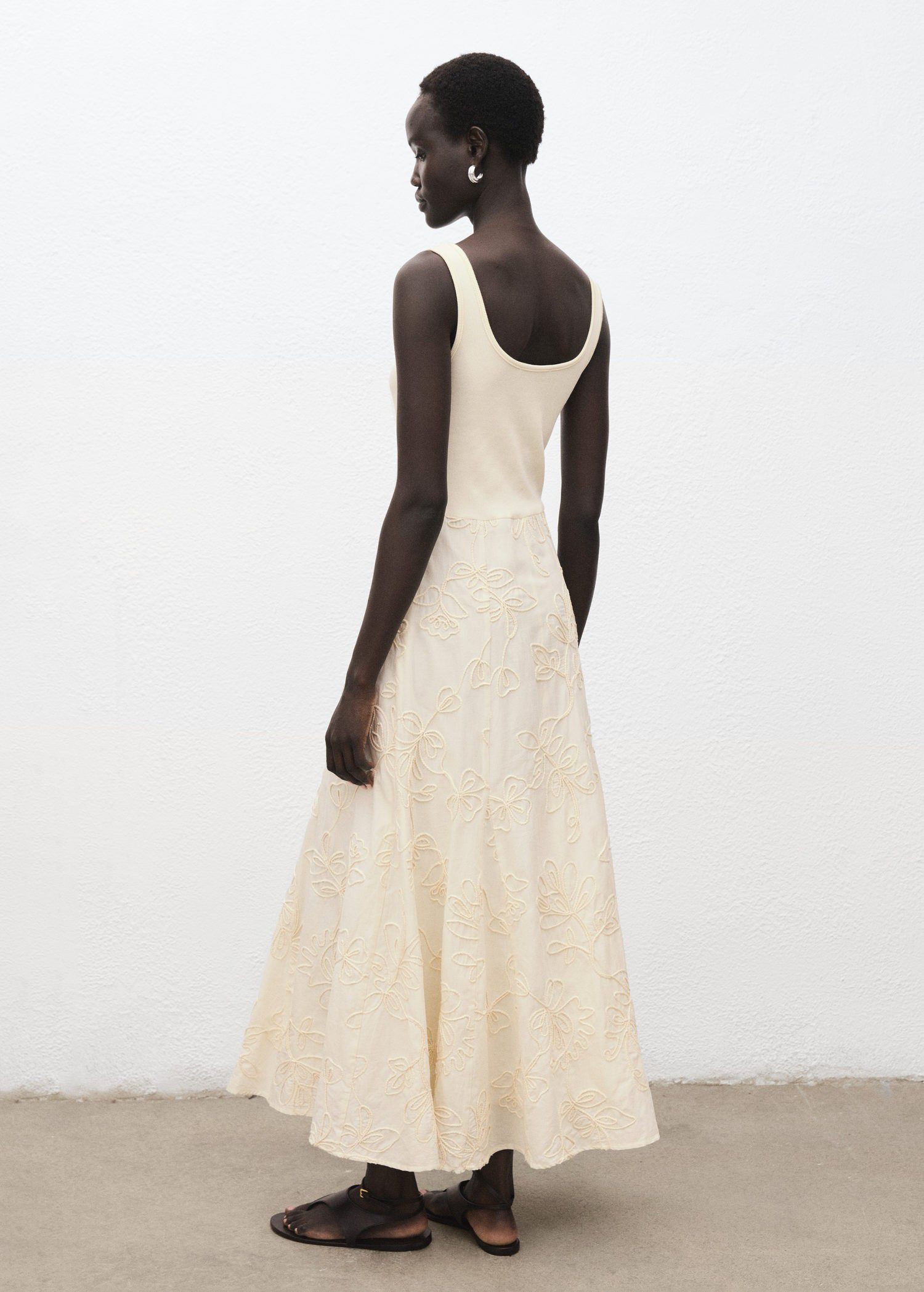 Floral embroidered combined dress