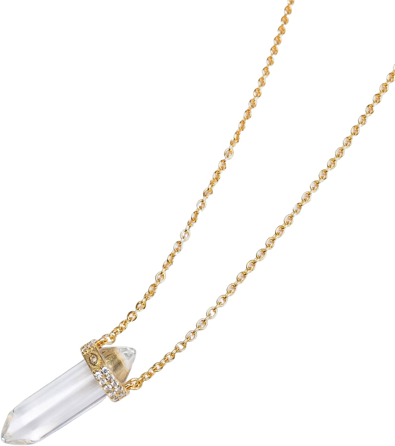 Women's Sterling Silver Clear Quartz Crystal Necklace with E