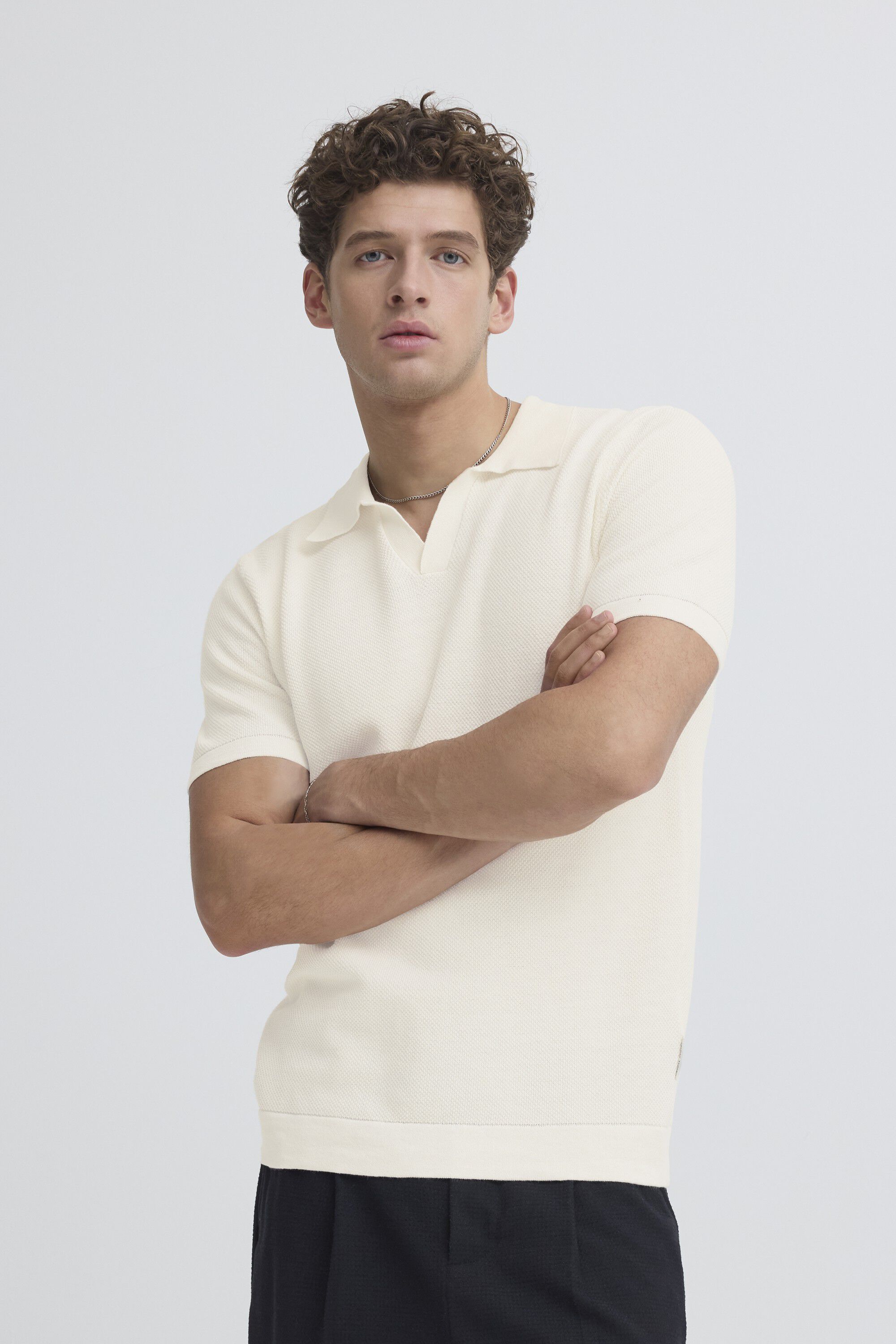 CFMATEO SS structured polo knit