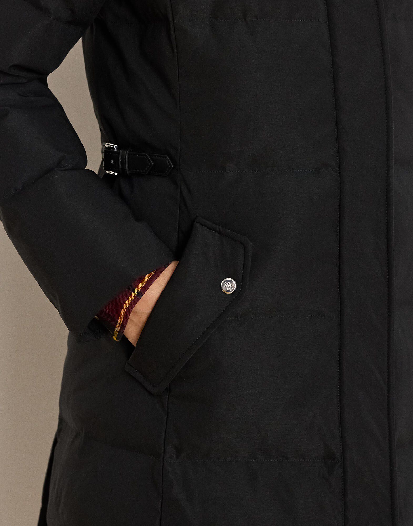 Faux-Fur-Trim Funnelneck Down Coat