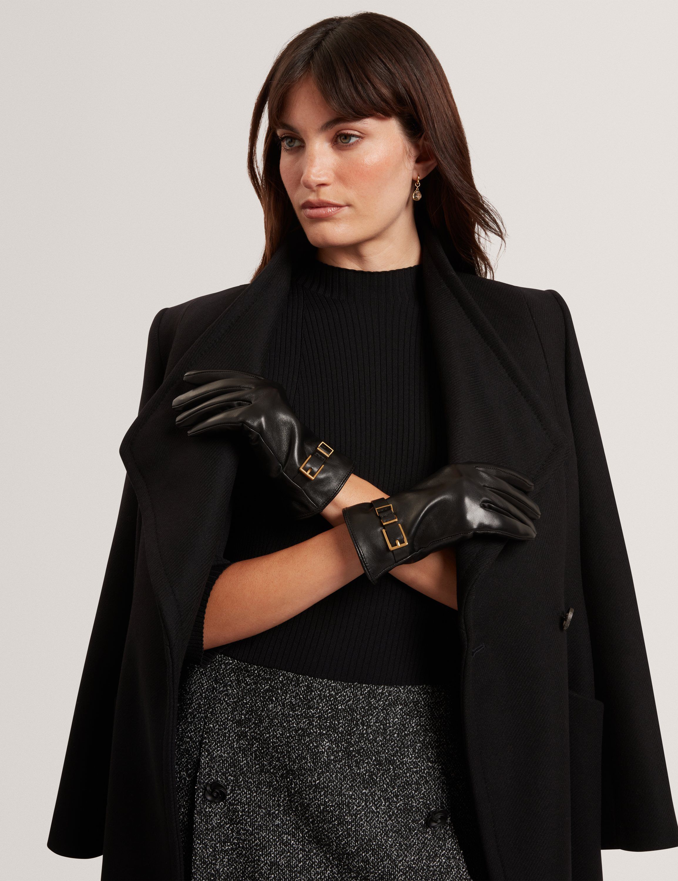 JILLLA Buckle Detail Leather Gloves