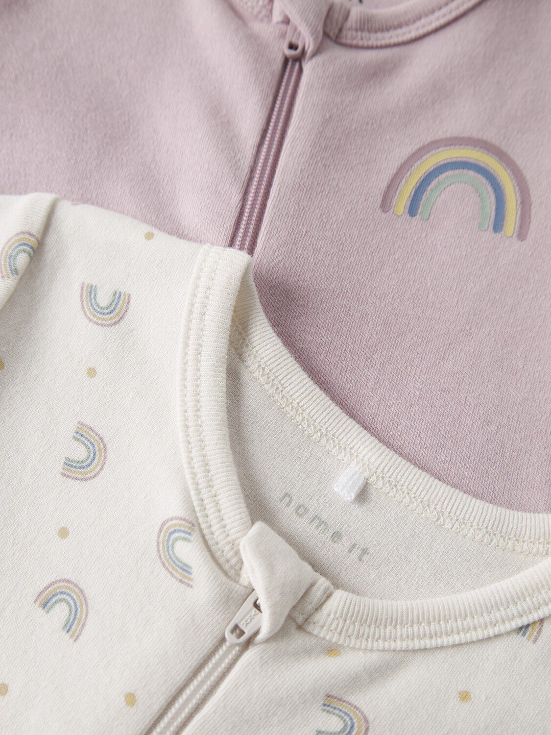 NBFNIGHTSUIT 2P ZIP FF JET RAINBOW