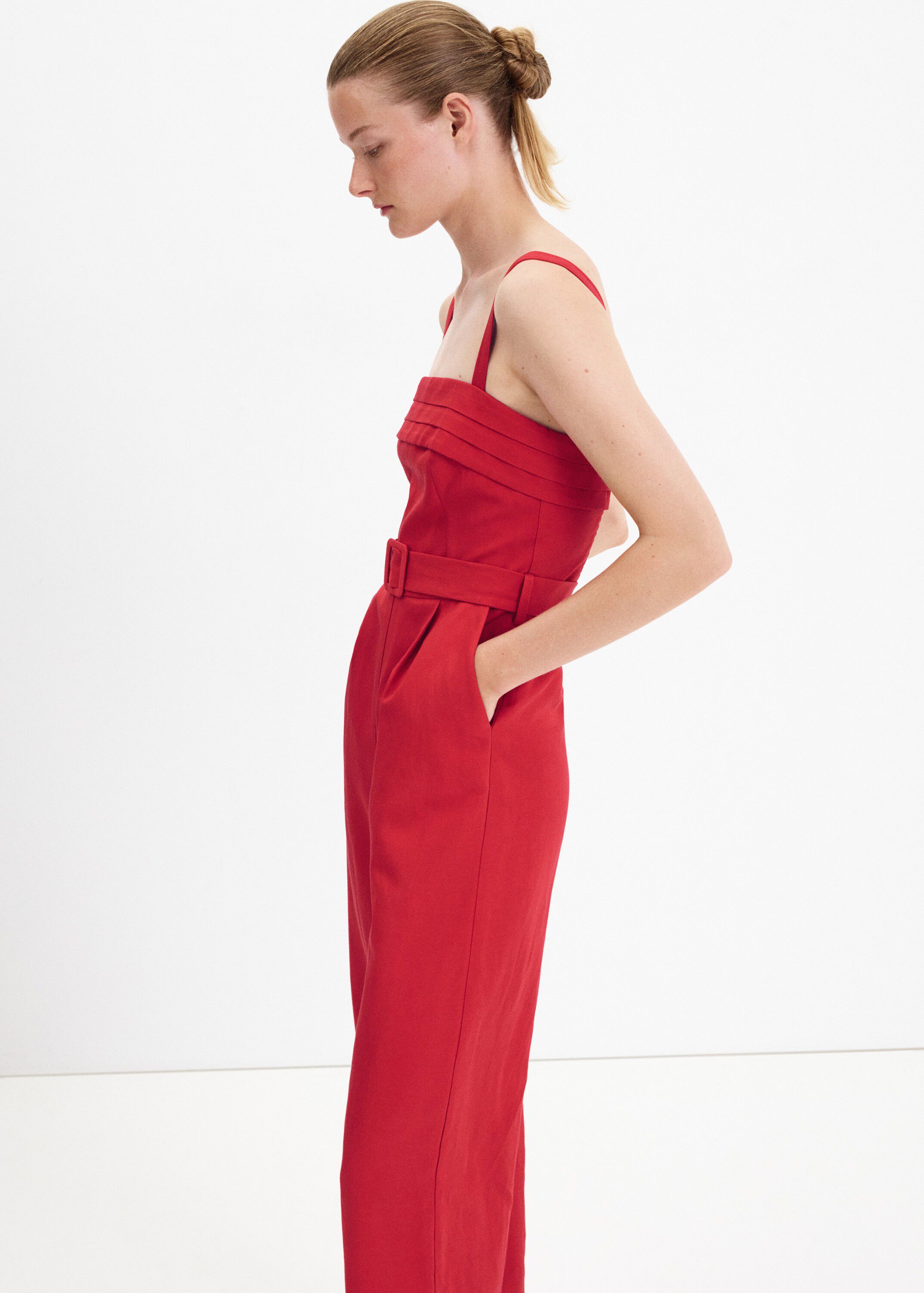 Belt linen jumpsuit