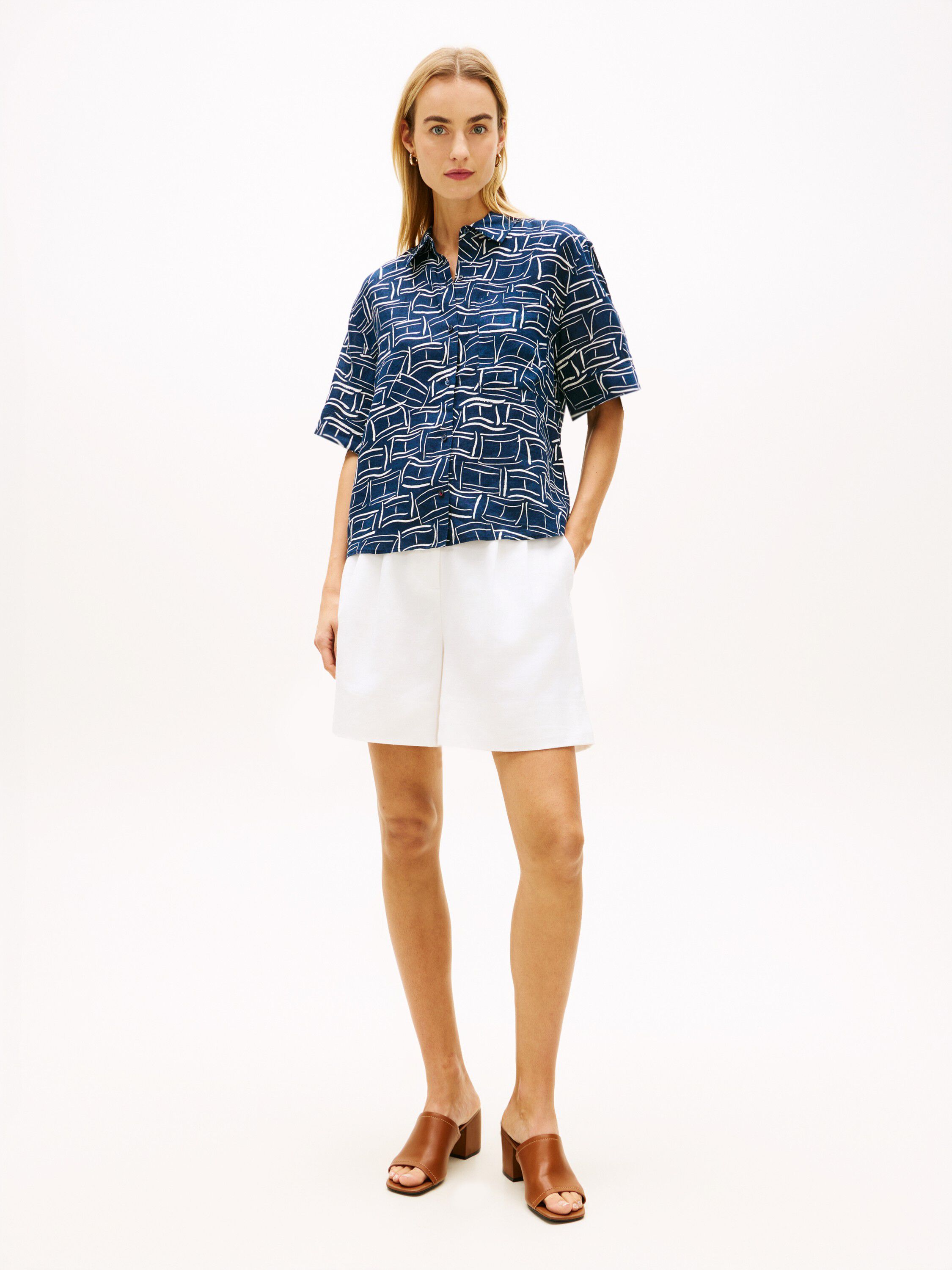 Relaxed Fit Pure Linen Short Sleeve Shirt