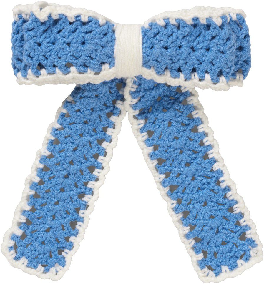 2477 Hair Accessories, Long Hand-Crochet Bow Hair Clip