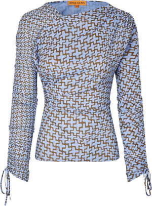 2245 Dry Jersey, Wrap Front Gathered Sleeve Top