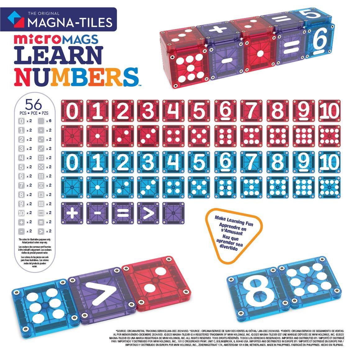 MAGNA-TILES, Learn Numbers, 56 pcs