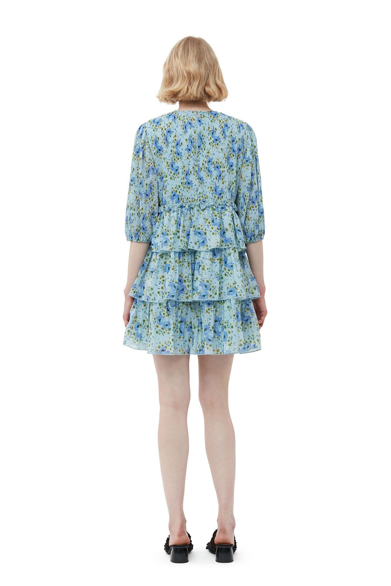 Pleated Georgette Mini Dress