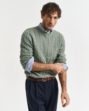 COTTON CABLE C-NECK