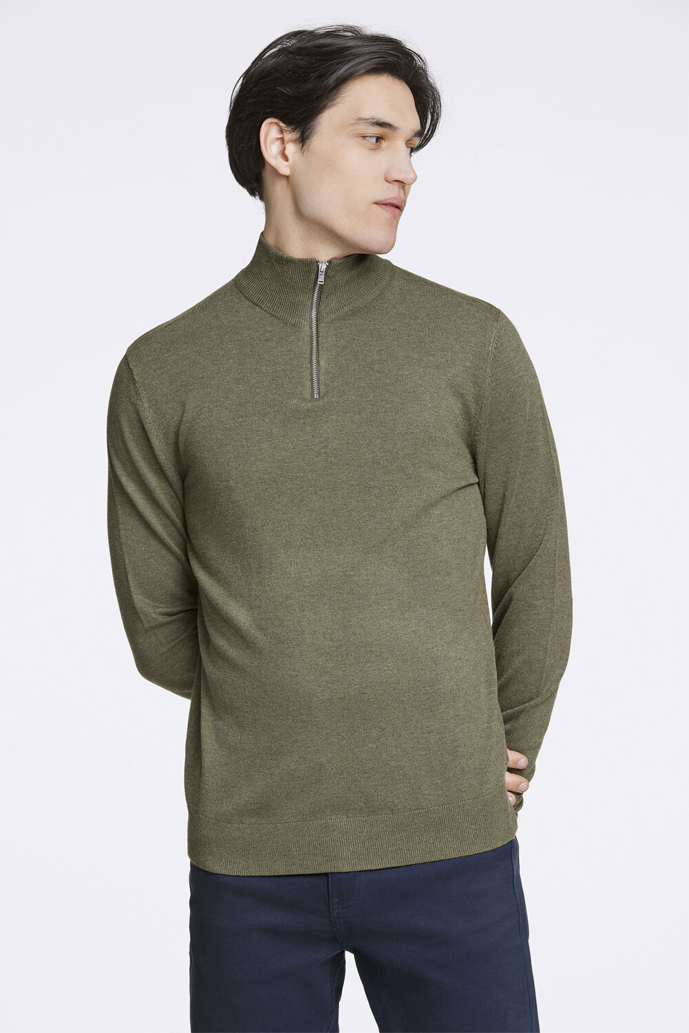 Ecovero half zip L/S knit